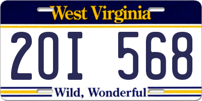 WV license plate 2OI568