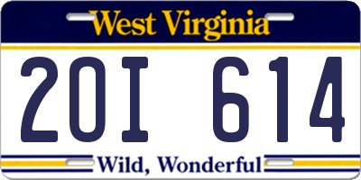 WV license plate 2OI614
