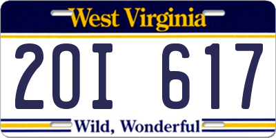 WV license plate 2OI617