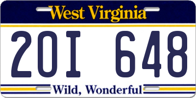 WV license plate 2OI648