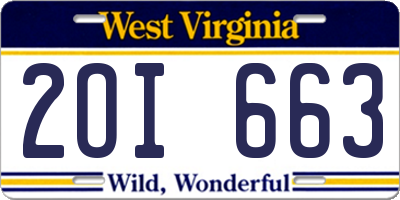 WV license plate 2OI663