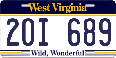 WV license plate 2OI689
