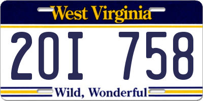 WV license plate 2OI758