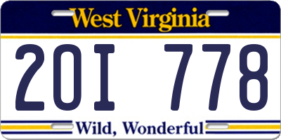 WV license plate 2OI778