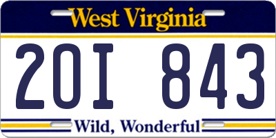 WV license plate 2OI843