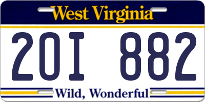 WV license plate 2OI882