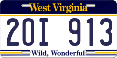 WV license plate 2OI913
