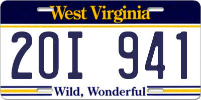 WV license plate 2OI941