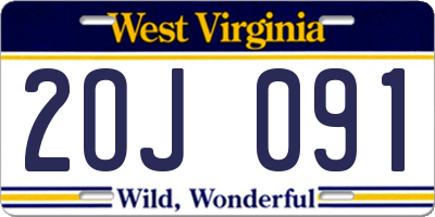 WV license plate 2OJ091
