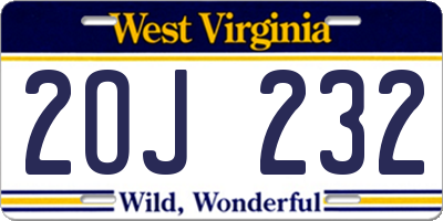 WV license plate 2OJ232