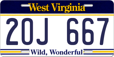 WV license plate 2OJ667