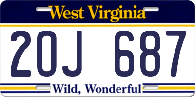 WV license plate 2OJ687