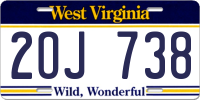 WV license plate 2OJ738