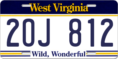 WV license plate 2OJ812