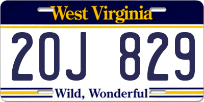 WV license plate 2OJ829
