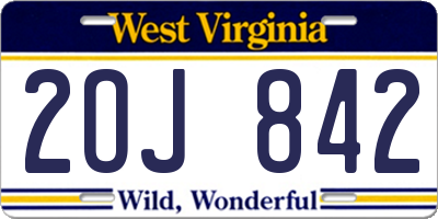 WV license plate 2OJ842