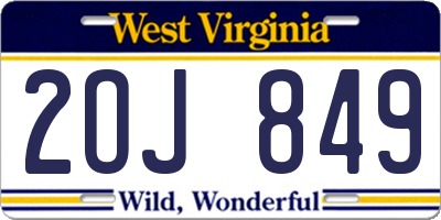 WV license plate 2OJ849