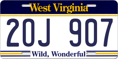 WV license plate 2OJ907