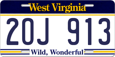 WV license plate 2OJ913