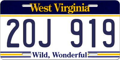WV license plate 2OJ919