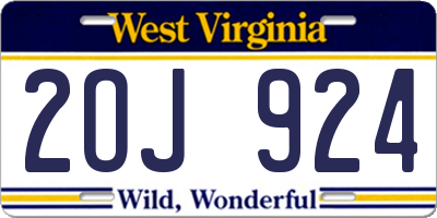 WV license plate 2OJ924