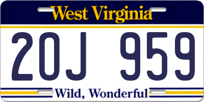 WV license plate 2OJ959