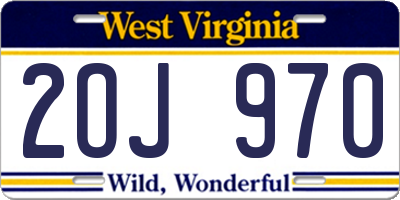 WV license plate 2OJ970