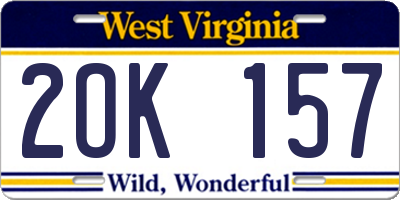 WV license plate 2OK157