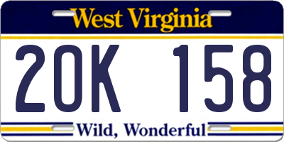 WV license plate 2OK158