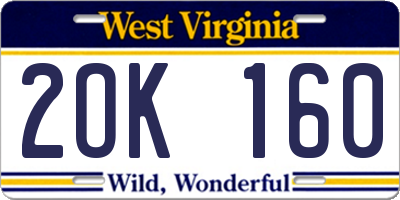 WV license plate 2OK160