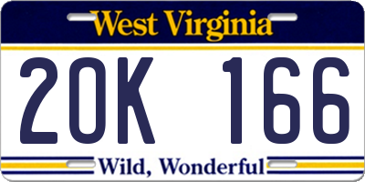 WV license plate 2OK166