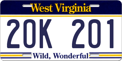 WV license plate 2OK201