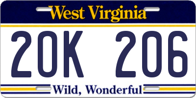 WV license plate 2OK206