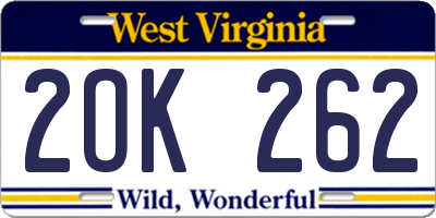 WV license plate 2OK262