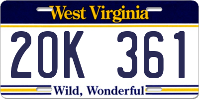 WV license plate 2OK361