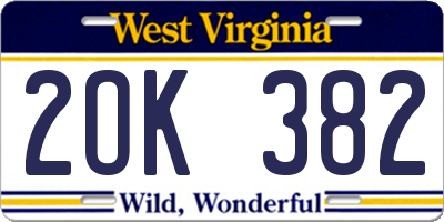 WV license plate 2OK382