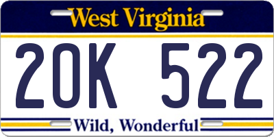 WV license plate 2OK522