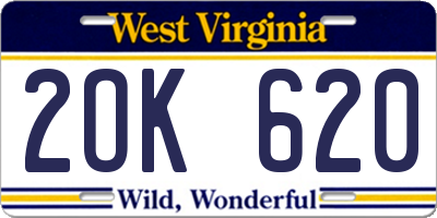 WV license plate 2OK620