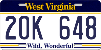 WV license plate 2OK648