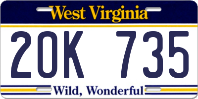 WV license plate 2OK735