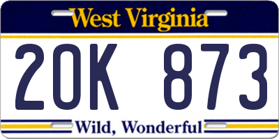 WV license plate 2OK873