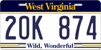 WV license plate 2OK874