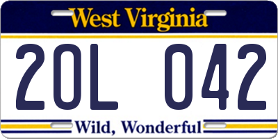 WV license plate 2OL042
