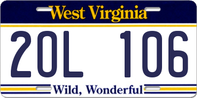 WV license plate 2OL106
