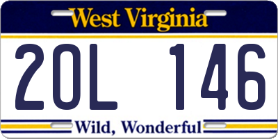 WV license plate 2OL146