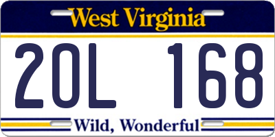 WV license plate 2OL168