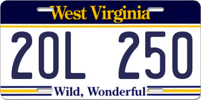 WV license plate 2OL250