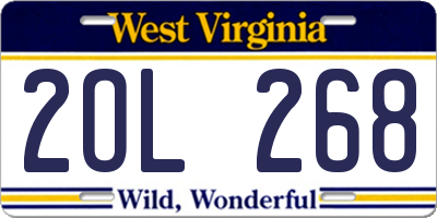WV license plate 2OL268