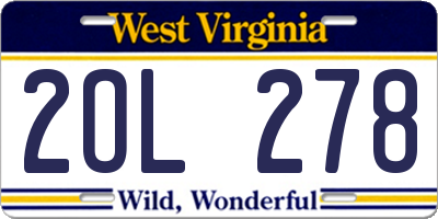 WV license plate 2OL278
