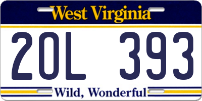 WV license plate 2OL393